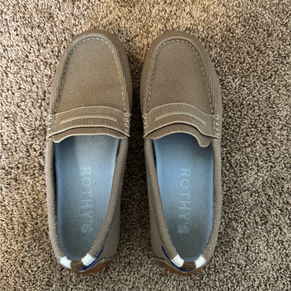 Rothy's Tan Slip-On Flats with Moccasin Design
